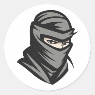Ninja Shinobi Head Portrait Classic Round Sticker