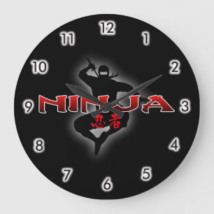 Ninja Silhouette Large Clock