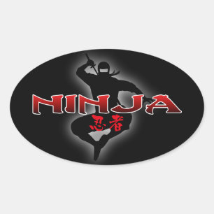 Ninja Silhouette Oval Sticker