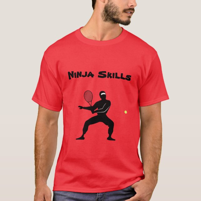Ninja Skills Tennis Player With Text T-Shirt (Front)