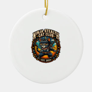 Ninja Stealth Cat Cat Mum Gift Idea - Ninja Stealt Ceramic Tree Decoration