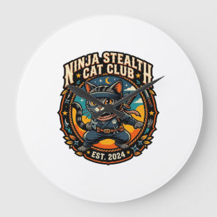 Ninja Stealth Cat Cat Mum Gift Idea - Ninja Stealt Large Clock
