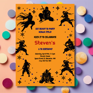 Ninja style kids birthday invitation