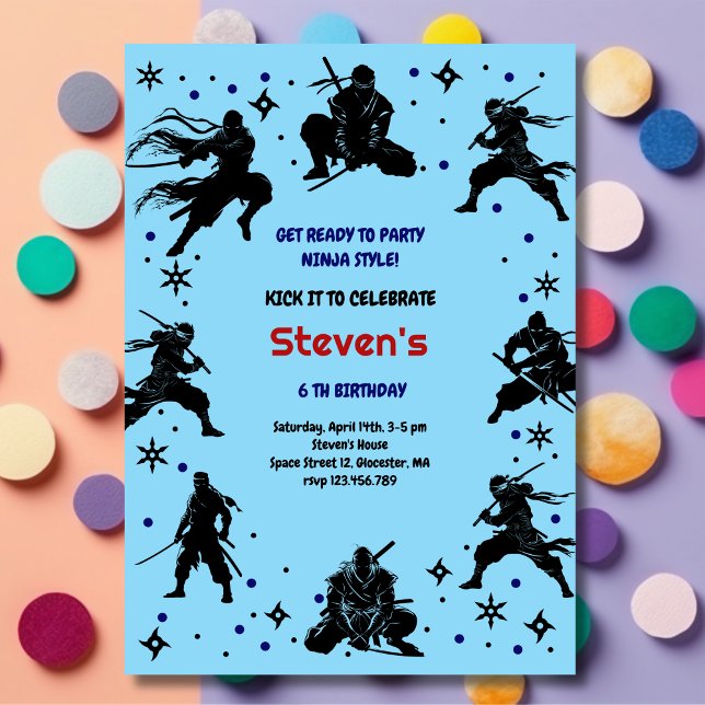 Ninja style kids birthday invitation (Creator Uploaded)