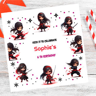 Ninja style kids girlish birthday napkin