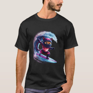 Ninja Surfing Cat Wave Fantasy T-Shirt