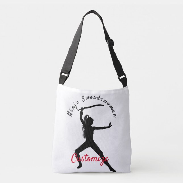 Ninja Swordswoman Silhouette Thunder_Cove Crossbody Bag (Front)
