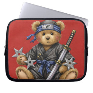 Ninja Teddy Bear, Teddy with Shurikens by Natasha Laptop Sleeve