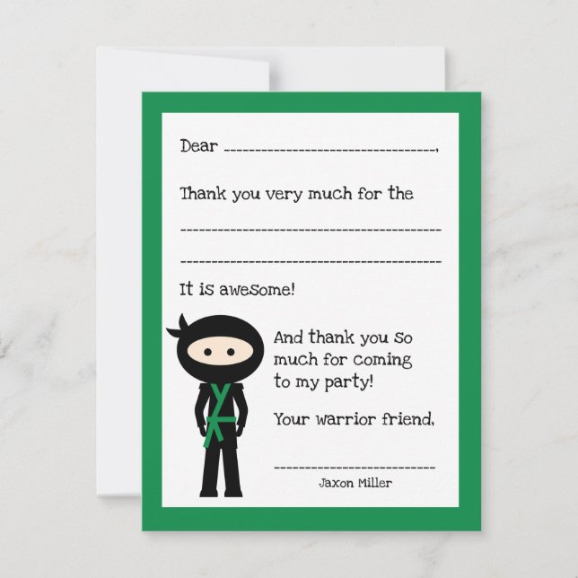 Ninja thank you note, with colour change card (Front)