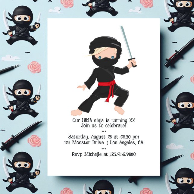 Ninja themed Birthday Party Invitation (Ninja themed Birthday Party Invitation)