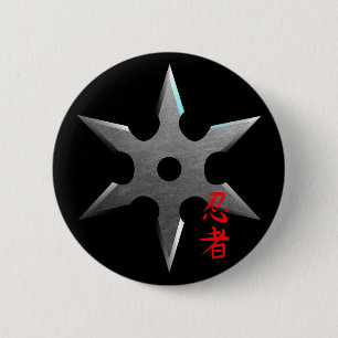 Ninja Throwing Star 6 Cm Round Badge