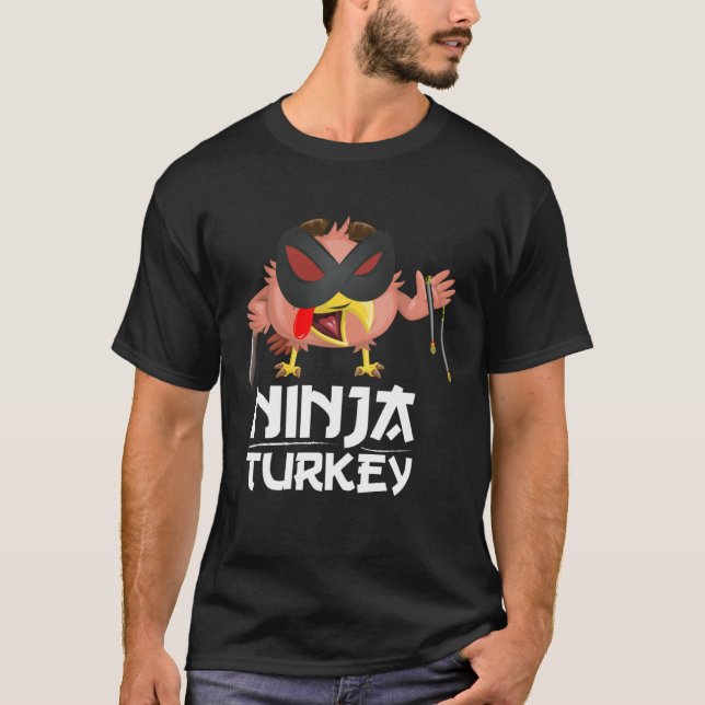 Ninja Turkey for Adult & Kids Thanksgiving T-Shirt (Front)