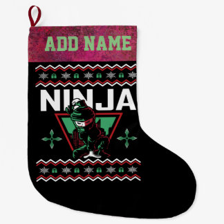 Ninja Ugly Christmas Sweater Large Christmas Stocking