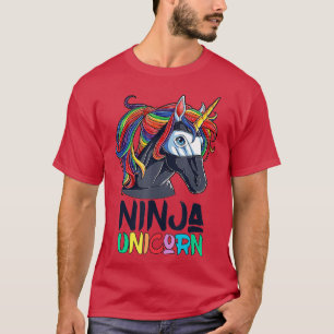 Ninja Unicorn  Girls Rainbow Martial Arts Fighter  T-Shirt