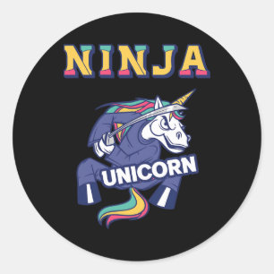 Ninja Unicorn Karate Unicorn Kickboxing Martial Ar Classic Round Sticker