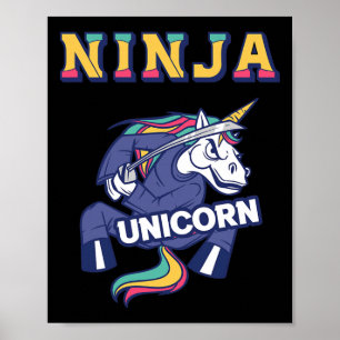 Ninja Unicorn Karate Unicorn Kickboxing Martial Ar Poster