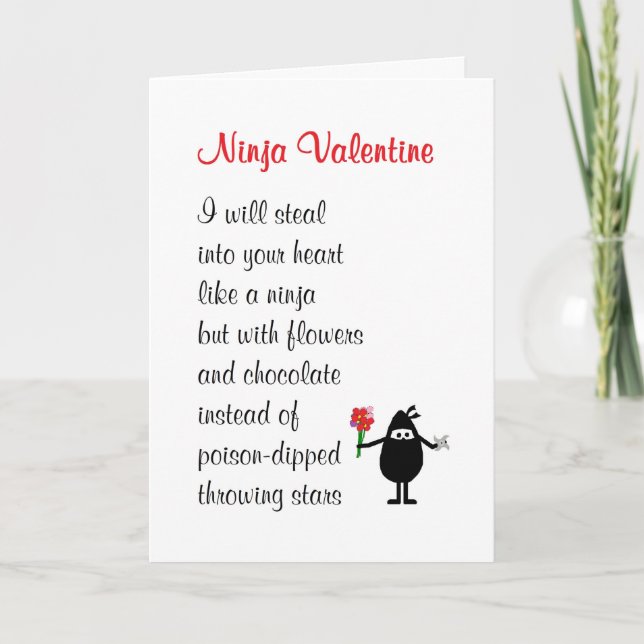 Ninja Valentine - a funny Valentine's poem Holiday Card (Front)