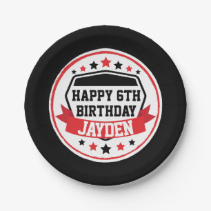Ninja Warrior Birthday Black and Red Party Paper Plate