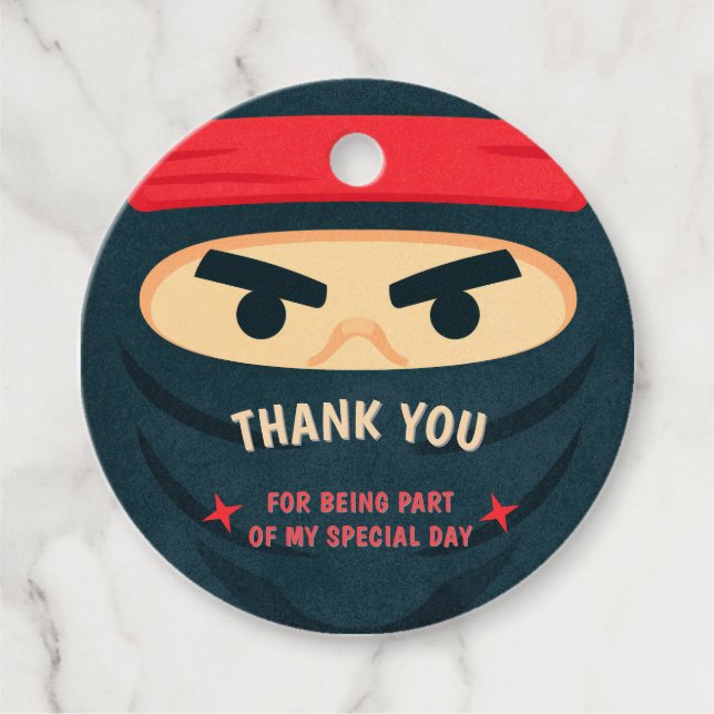 Ninja Warrior Birthday Favour Tag (Front)
