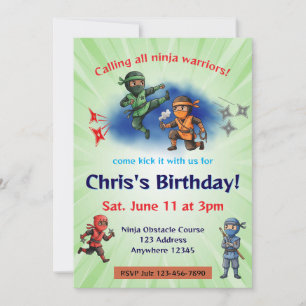 Ninja Warrior Birthday Invitation