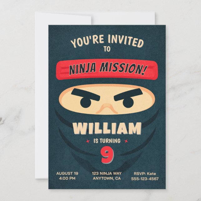 Ninja Warrior Birthday Invitation (Front)