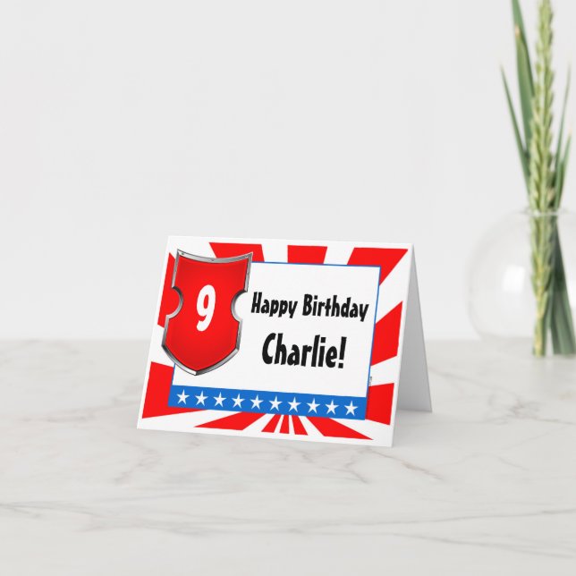 Ninja Warrior Birthday Party Kids Boys Patriotic Card (Front)