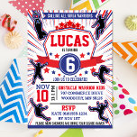 Ninja Warrior Birthday Party Obstacle Course Invit Invitation<br><div class="desc">Get ready to celebrate your little Ninja's next birthday party with this "American Ninja Warrior" themed invitation. **This design has a back star pattern. 
Featuring blue,  white and red and male silhouettes in action on the Ninja Course! The back design is also available to use.
Designed by invitecentral.com</div>