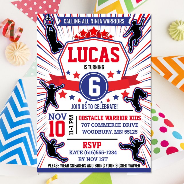 Ninja Warrior Birthday Party Obstacle Course Invit Invitation (Creator Uploaded)