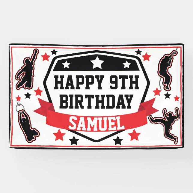 Ninja Warrior Boys Birthday Party Black & Red Banner (Horizontal)