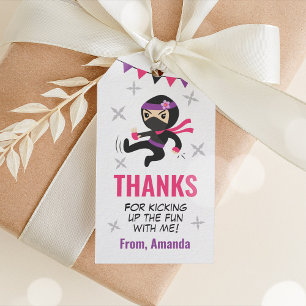 Ninja Warrior Favour Tags Girl Pink and Purple