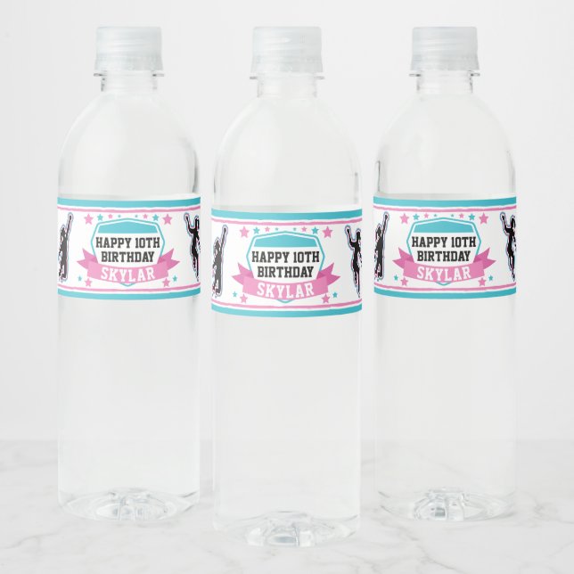 Ninja Warrior Girls Birthday Party Drink Water Bottle Label (Bottles)