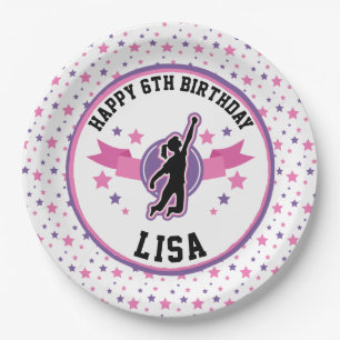 Ninja Warrior Girls Pink and Purple Birthday Party Paper Plate