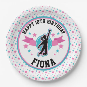 Ninja Warrior Girls Pink and Teal Birthday Party Paper Plate