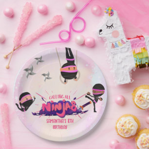 Ninja Warrior Girls Pink Paper Plate