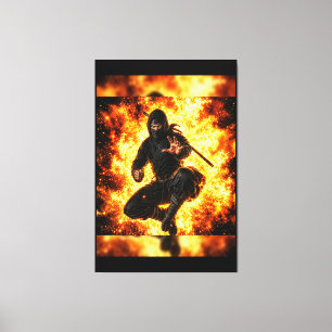 Ninja Warrior in Fire 40x60 Canvas Print