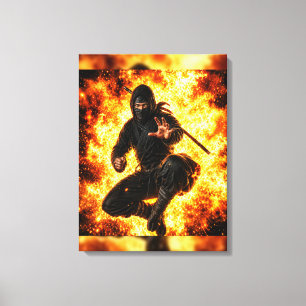 Ninja Warrior in Fire Japanese Wall Art