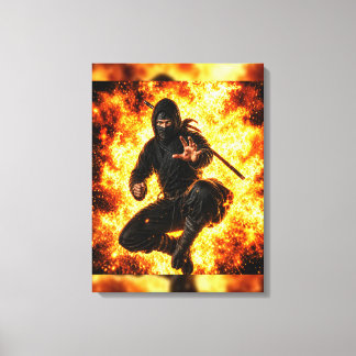 Ninja Warrior in Fire Japanese Wall Art
