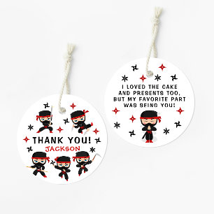 Ninja Warrior Karate Birhtday Boy Thank You Favour Tags