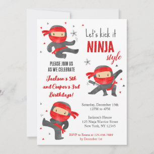 Ninja Warrior Karate Birthday Party Invitations