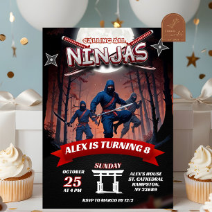 Ninja Warrior Kids Birthday Boy Invitation