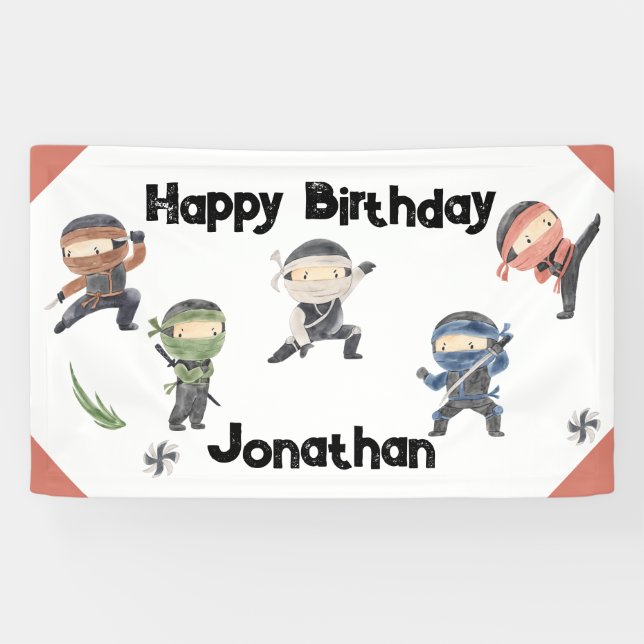 Ninja Warrior Kids Birthday Party Banner (Horizontal)