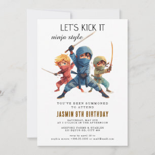 Ninja Warrior Kids Birthday Party Invitation