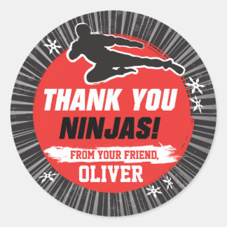 Ninja Warrior Martial Arts Birthday Thank you Classic Round Sticker