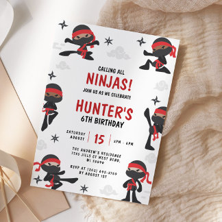Ninja Warrior Martial Arts Karate Birthday Party Invitation
