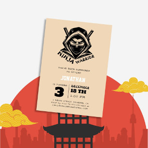 Ninja Warrior Ninja Mask Birthday Invitation