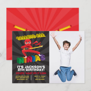 Ninja Warrior Photo Birthday Party Invitation