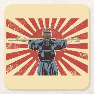 Ninja Warrior Square Paper Coaster