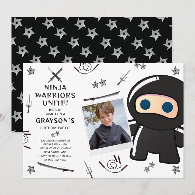 Ninja Warriors Birthday Party Invitation (Front/Back)