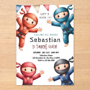 Ninja Warriors Karate Birthday Acrylic Invitations