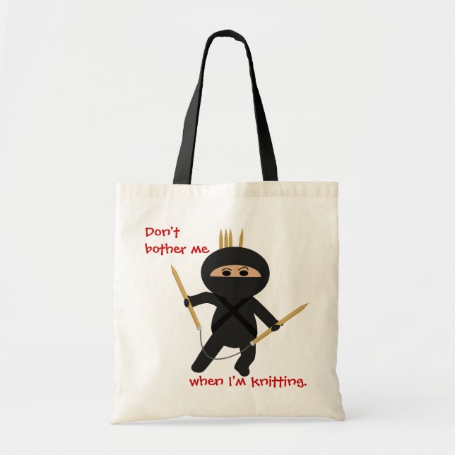 Ninja With Circular Knitting Needles Bag (Front)
